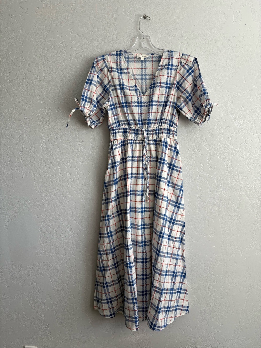 ❤️NEW entro Classic Plaid Midi Dress in Blue and White